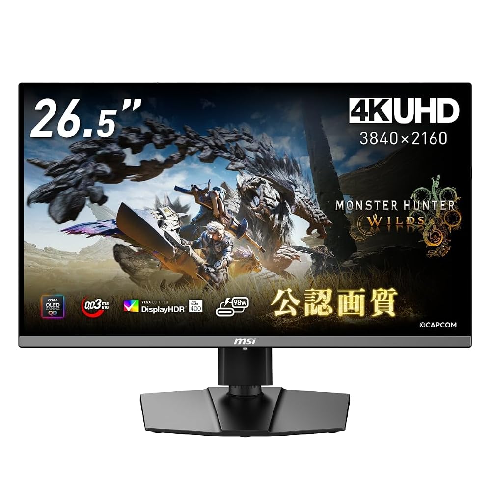 MSI QD-OLED ゲーミングモニター MPG 272URX QD-OLED 26.5インチ/4K/QD-OLEDパネル/240Hz/0.03ms(GTG)ハードウェアブルーライトカット