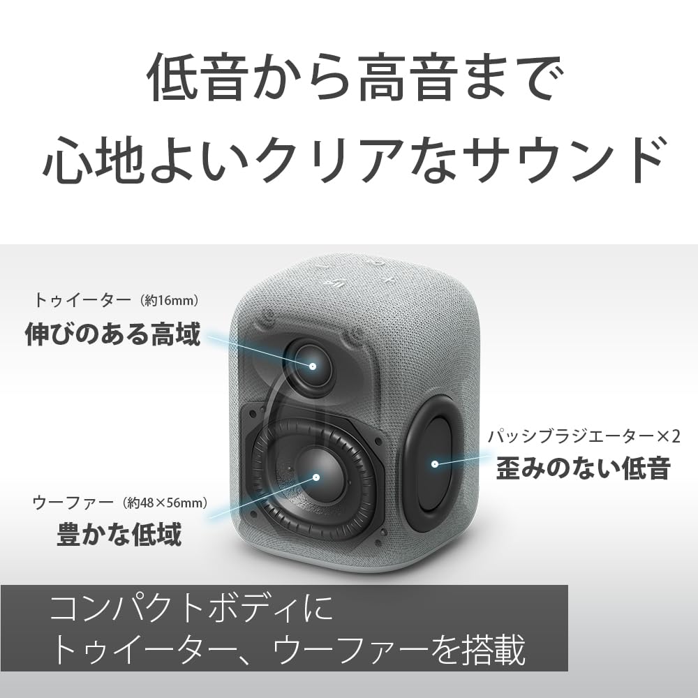 ソニー(SONY) LinkBudsSpeker Bluetoothスピーカー コンパクトボディ クリアサウンド ロングバッテリー25時間 防滴対応 ストラップ付属SRS-LS1 HC ライトグレー 画像3