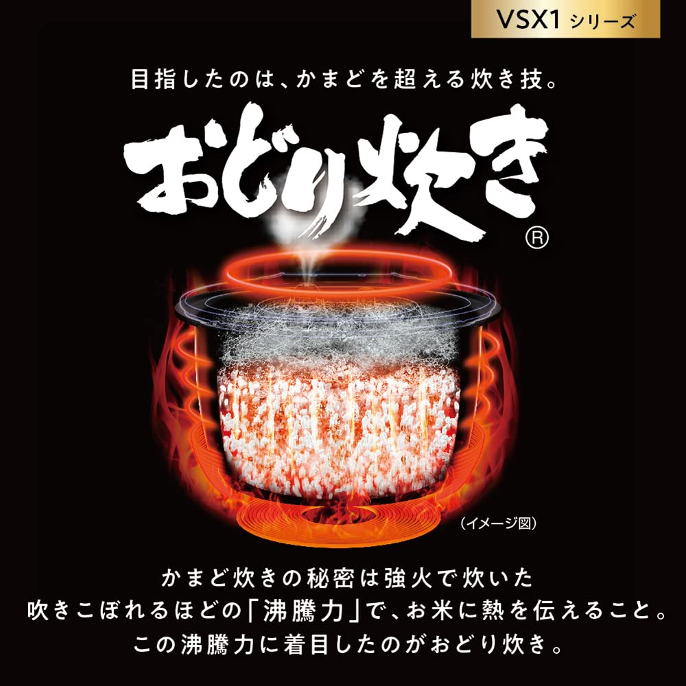パナソニック 炊飯器 5.5合 最高峰モデル スマホ連携 銘柄炊き分け 可変圧力&大火力おどり炊き スチーム&全面発熱6段IH式 ブラック SR-VSX101-K 画像2