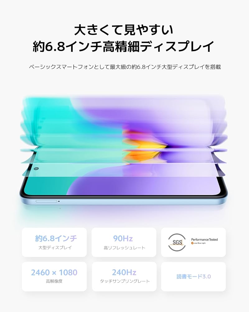 Xiaomi SIMフリースマートフォン Redmi 12 5G 8GB+256GB 6.8インチ高精細ディスプレイ ガラス背面 画像5