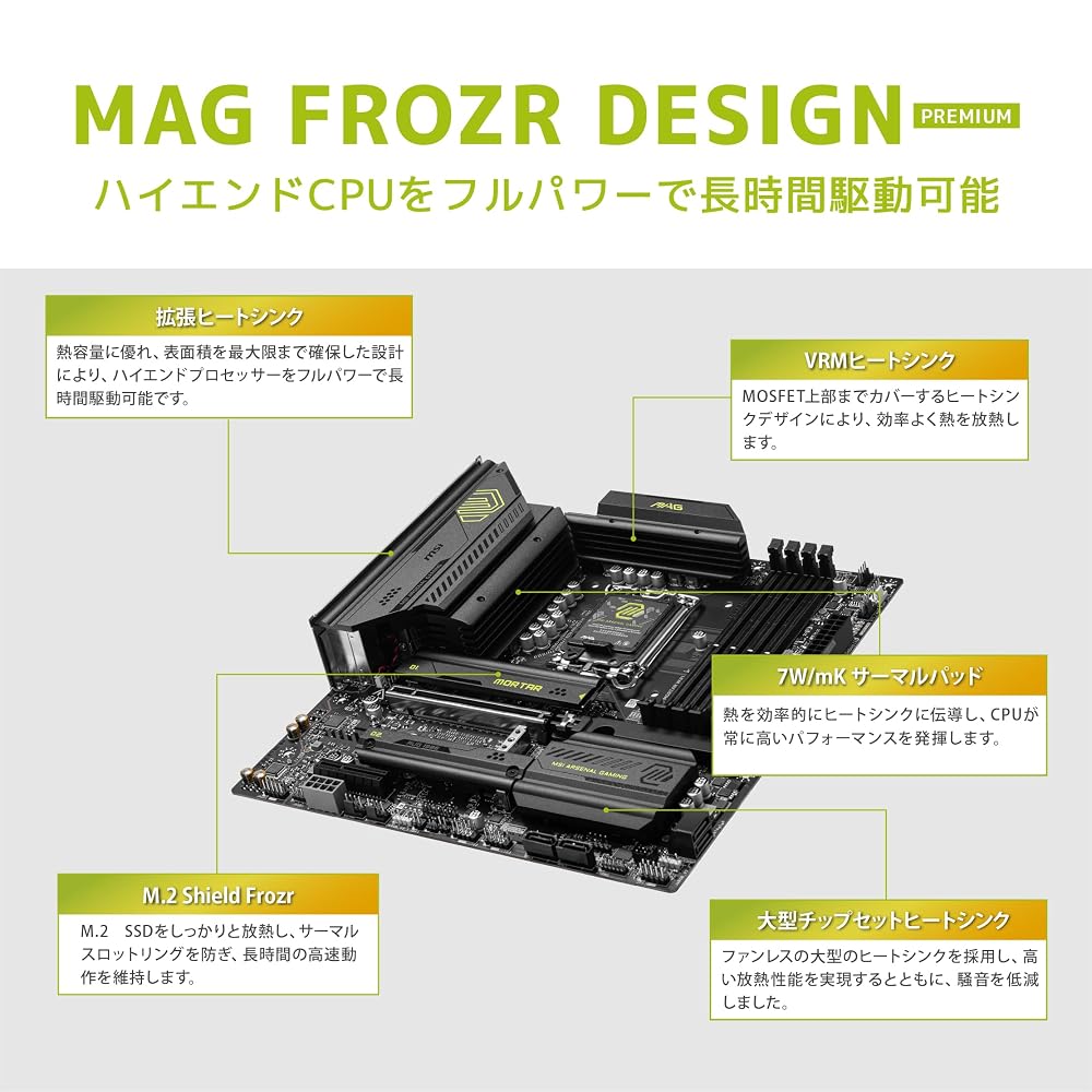 MSI MAG B860M MORTAR WIFI Micro-ATX マザーボード LGA1851 Core Ultra対応 DDR5 Wi-Fi 7 Thunderbolt 4 国内正規品 画像4