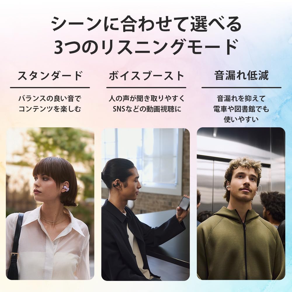 Sony ソニー LinkBuds Clip WF-LC900 ラベンダー イヤーカフ型 ワイヤレスイヤホン 耳をふさがない 防滴 最大約37時間 WF-LC900 VZ 画像6
