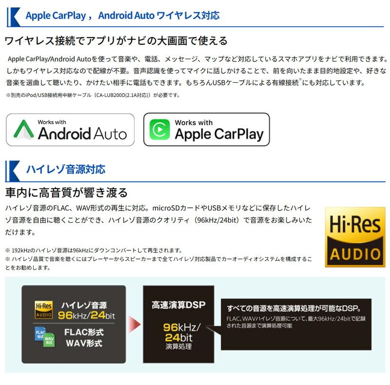 パナソニック ストラーダ CN-CE01DA 7V型HD カーナビステーション 180mm 2DIN ワイヤレスCarPlay Android Auto ネット動画 画像6
