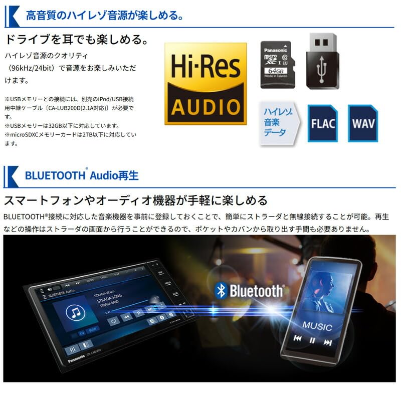 パナソニック ストラーダ CN-CE01DA 7V型HD カーナビステーション 180mm 2DIN ワイヤレスCarPlay Android Auto ネット動画 画像5