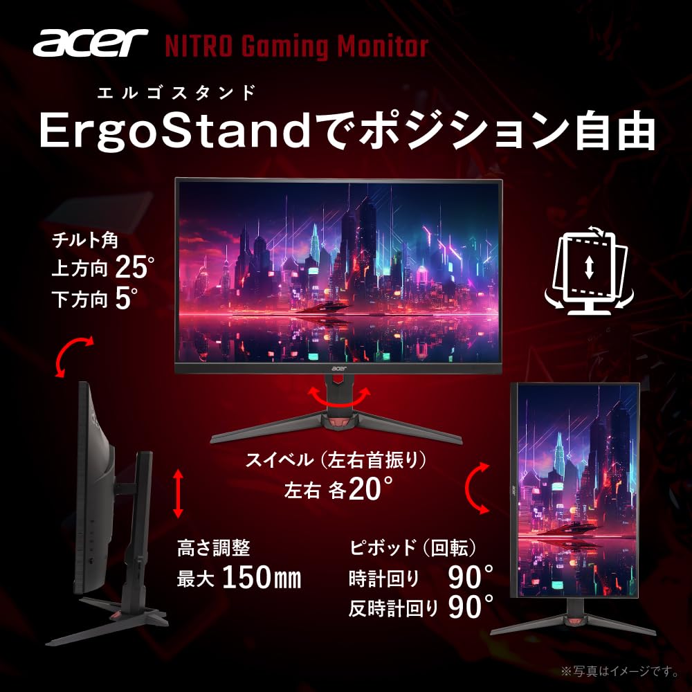 Acer Nitro 27インチ ゲーミングモニター 4K 160Hz/フルHD 320Hz デュアルモード IPS 0.5ms HDMI2.1 XV270KV4bmiiprx 画像5
