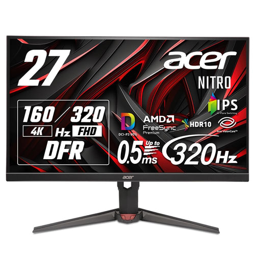 Acer Nitro 27インチ ゲーミングモニター 4K 160Hz/フルHD 320Hz デュアルモード IPS 0.5ms HDMI2.1 XV270KV4bmiiprx