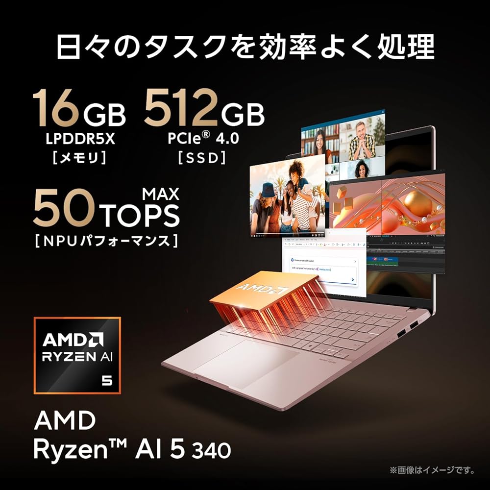ASUS ノートパソコン Vivobook S 14 M5406KA 14インチ AMD Ryzen AI 5 340 メモリ16GB SSD 512GB 画像4