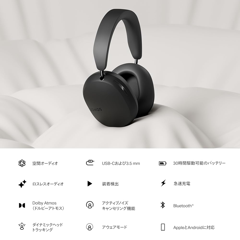 Sonos Ace 完全ワイヤレス オーバーイヤーヘッドホン Bluetooth ノイズキャンセリング 画像2