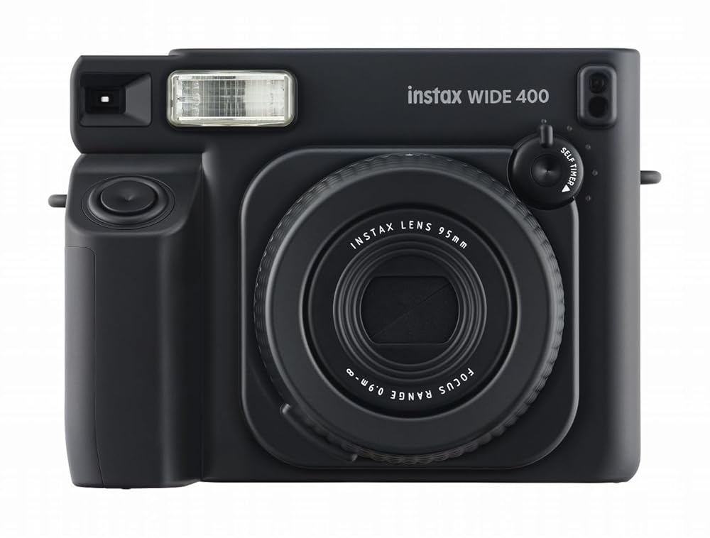富士フイルム FUJIFILM チェキ instax WIDE 400 JET BLACK ジェットブラック インスタントカメラ ワイドフォーマット セルフタイマー 接写レンズ付属
