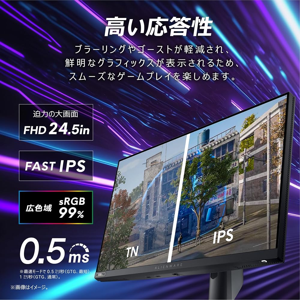 Dell Alienware AW2524HF 24.5インチ ゲーミングモニター フルHD 500Hz Fast IPS sRGB99% 縦横回転 無輝点3年保証 画像3