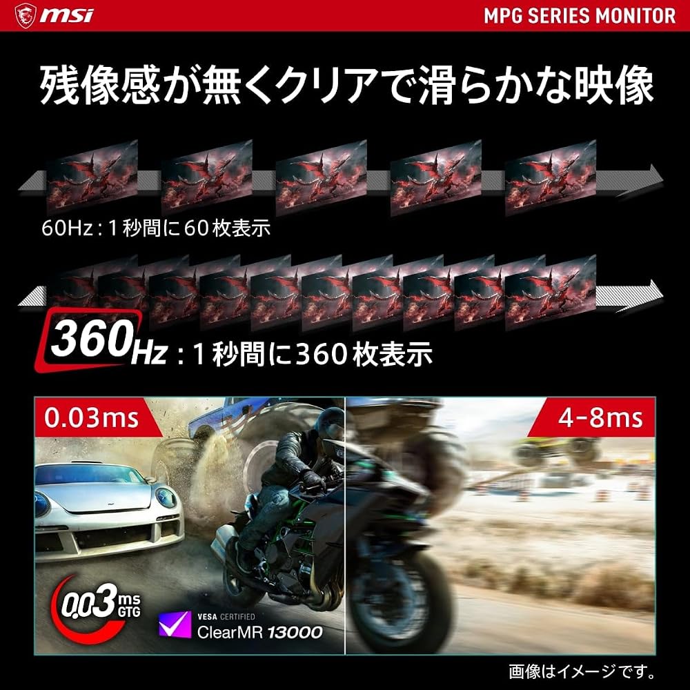 MSI QD-OLED ゲーミングモニター MPG 271QRX QD-OLED 26.5インチ/WQHD/QD-OLEDパネル/360Hz/0.03ms(GTG)/ハードウェア 画像4