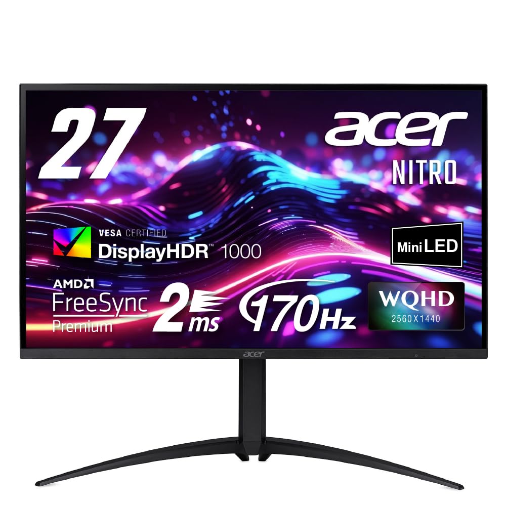 Acer Nitro XV275UP3 27インチ ゲーミングモニター WQHD 170Hz Mini LED VA 2ms AdobeRGB 99% HDR