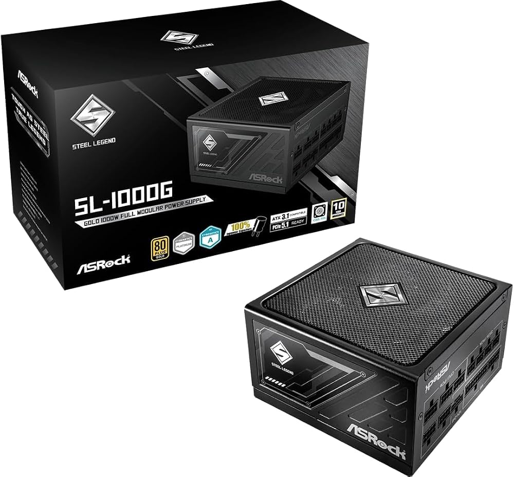 アスロック ASRock Steel Legend SL-1000G ブラック 1000W ATX電源 80PLUS GOLD ATX 3.1 PCIe 5.1対応 フルモジュラー 12V-2x6
