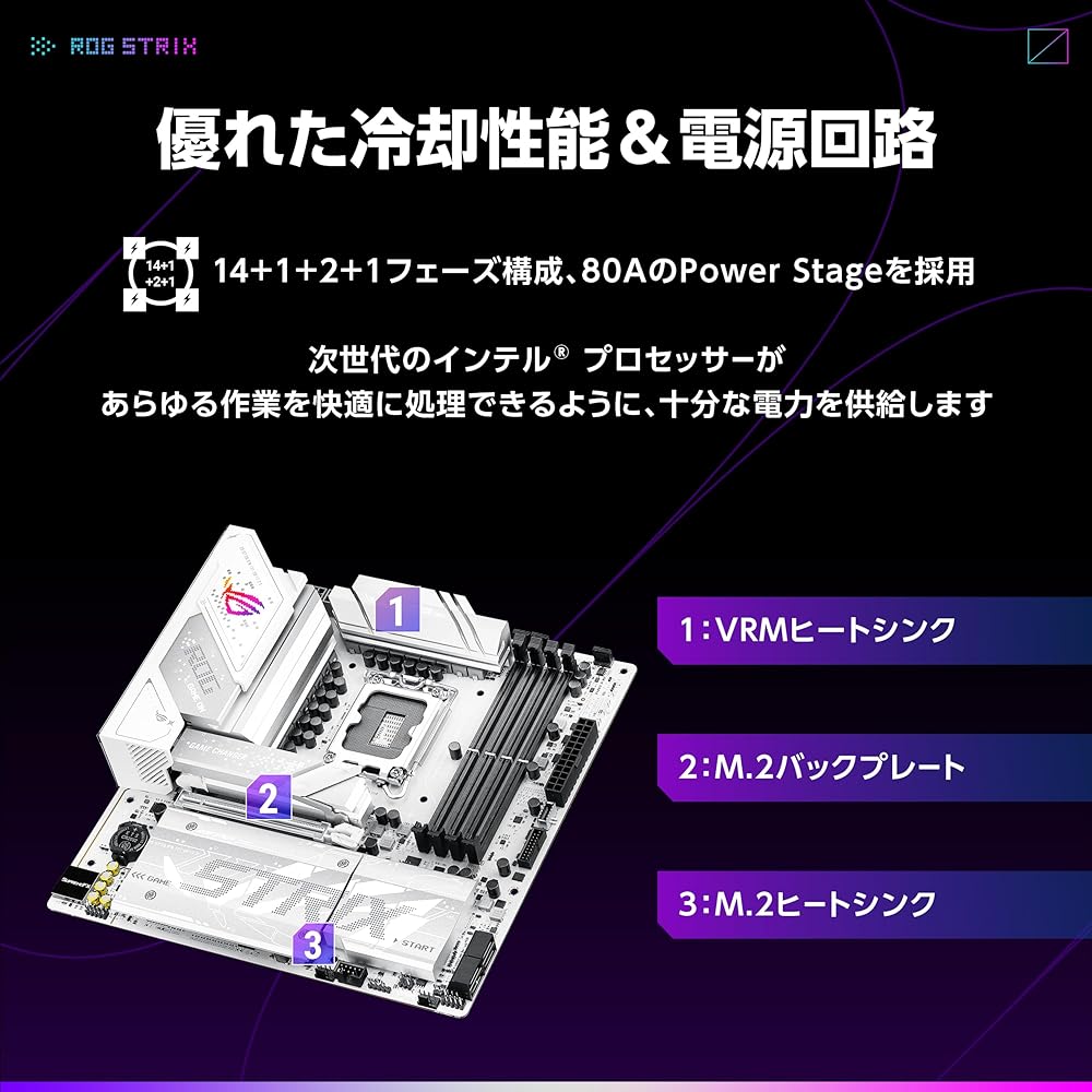 ASUS intel Core Ultra Processors (Series 2) Socket LGA1851 対応 B860 搭載 micro-ATX マザーボード/ROG STRIX B860-G GAMING WIFI 国内正規代理店品 画像3