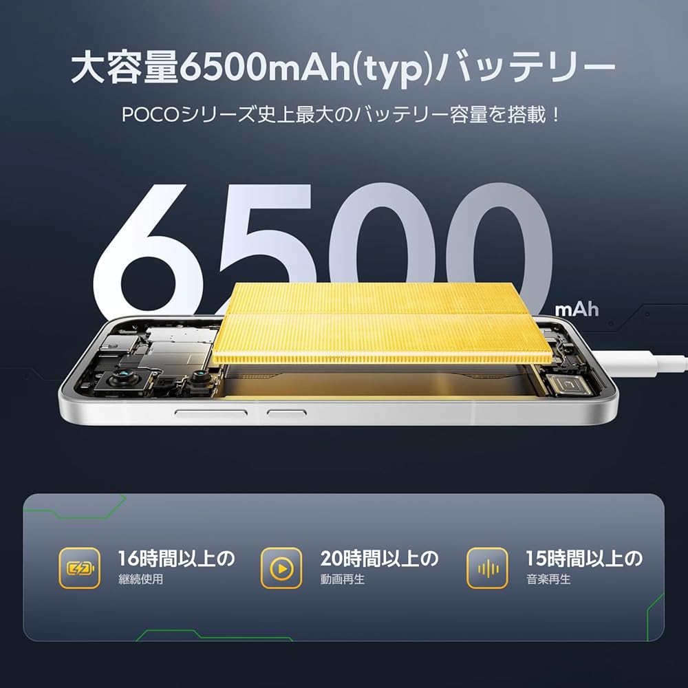 Xiaomi POCO F7 12GB+512GB 日本語版 Simフリー スマートフォン Snapdragon 8s Gen 4を搭載 6500mAh 6.83インチ 画像4