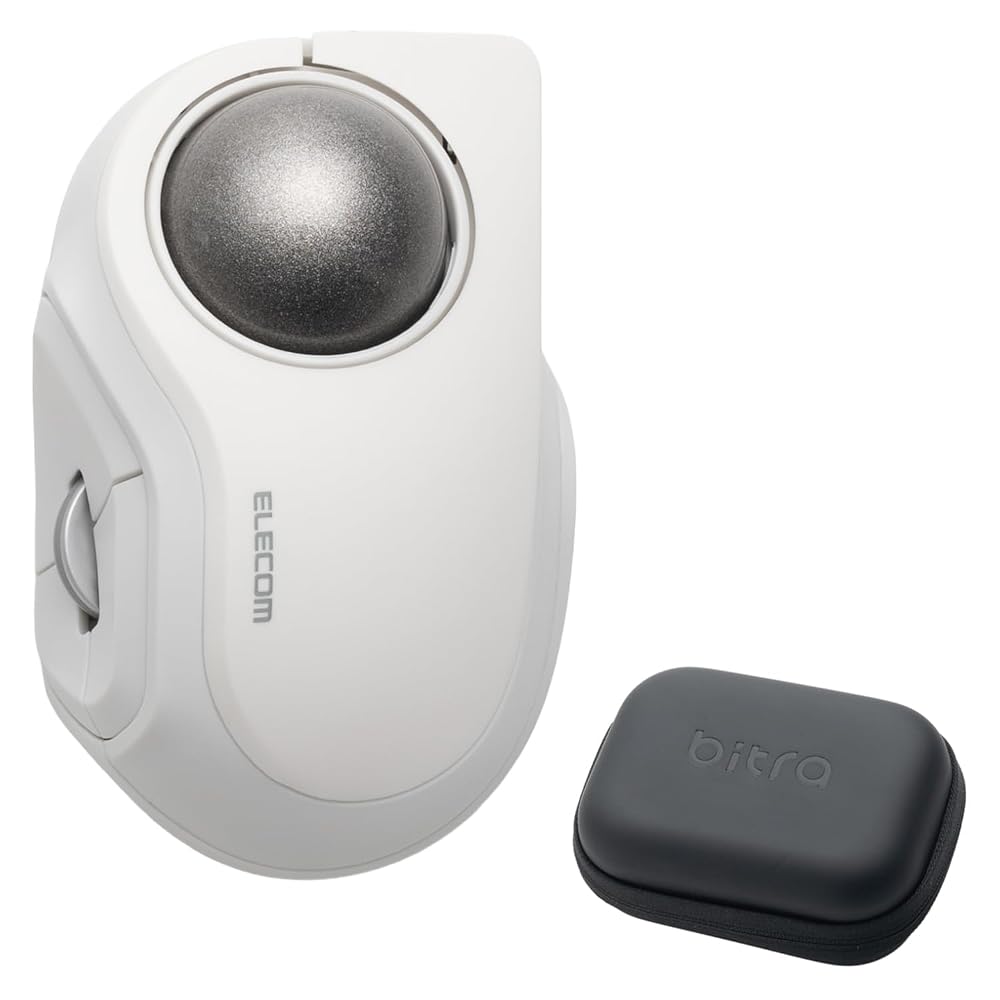 エレコム トラックボールマウス bitra 静音 人差し指操作 Bluetooth 無線2.4GHz 2台マルチペアリング 5ボタン 専用収納ケース付 ホワイト M-MT2MRSAWH