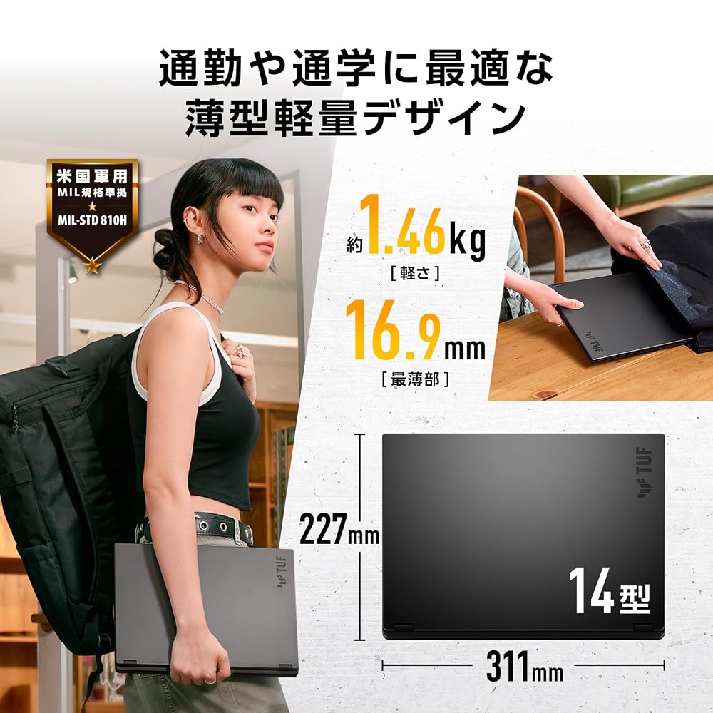 ASUS ゲーミングノートPC TUF Gaming A14 FA401UH 14インチ RTX 5050 AMD Ryzen 7 260 メモリ 32GB SSD 512GB
