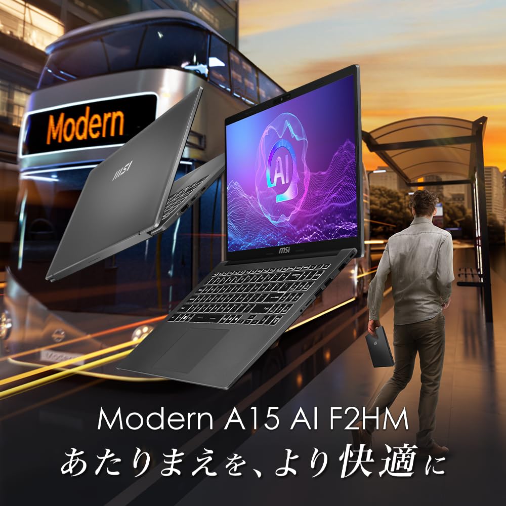MSI ノートパソコン Modern Office搭載 Windows11 Modern A15 AI F2HM 15.6インチ Ryzen 7 250 メモリ 16GB SSD 512GB Modern-A15-AI-F2HMG-6233JP