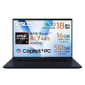 ASUS ノートパソコン Vivobook 18 M1807GA 18インチ AMD Ryzen AI 7 445 メモリ16GB SSD 512GB Windows 11