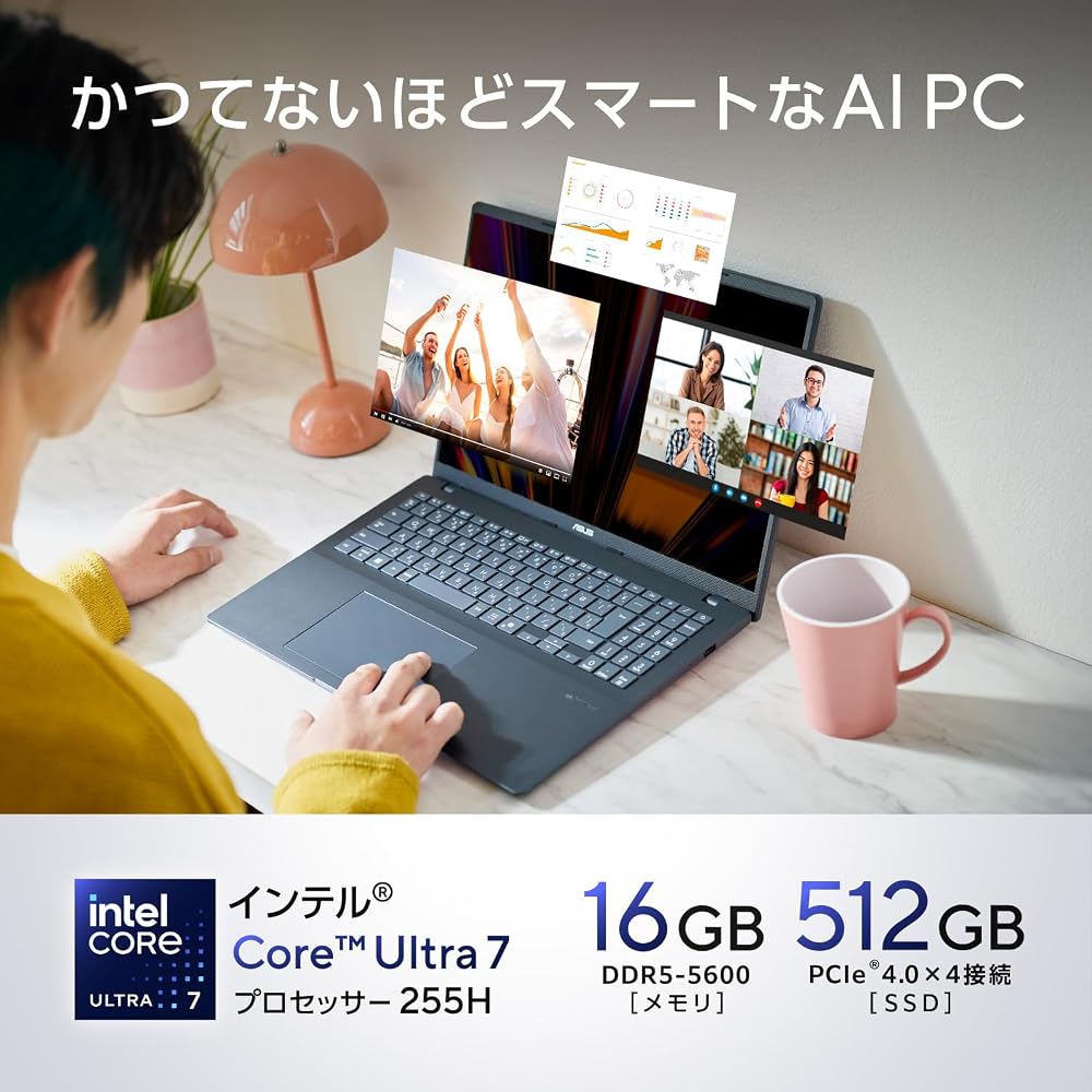 ASUS ノートパソコン ASUS Vivobook 16 X1607CA 16インチ インテル Core Ultra 7 255H メモリ16GB SSD 512GB Windows 11