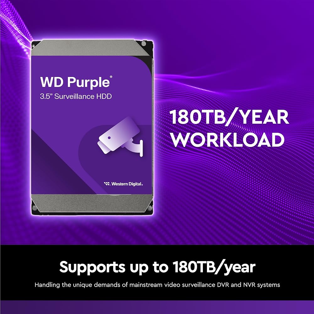 ウエスタンデジタル WD Purple WD64PURZ 6TB 3.5インチ 内蔵HDD SATA 6Gb/s 256MB CMR 5400rpm 監視システム用 画像2