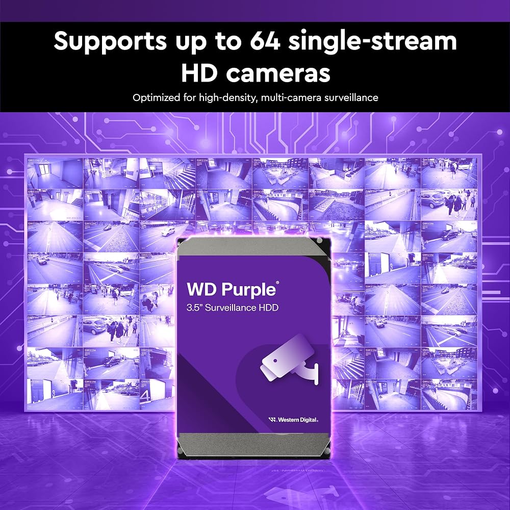 ウエスタンデジタル WD Purple WD64PURZ 6TB 3.5インチ 内蔵HDD SATA 6Gb/s 256MB CMR 5400rpm 監視システム用 画像4