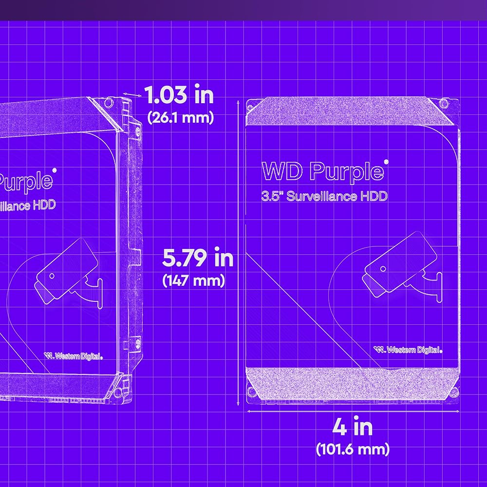 ウエスタンデジタル WD Purple WD64PURZ 6TB 3.5インチ 内蔵HDD SATA 6Gb/s 256MB CMR 5400rpm 監視システム用 画像3
