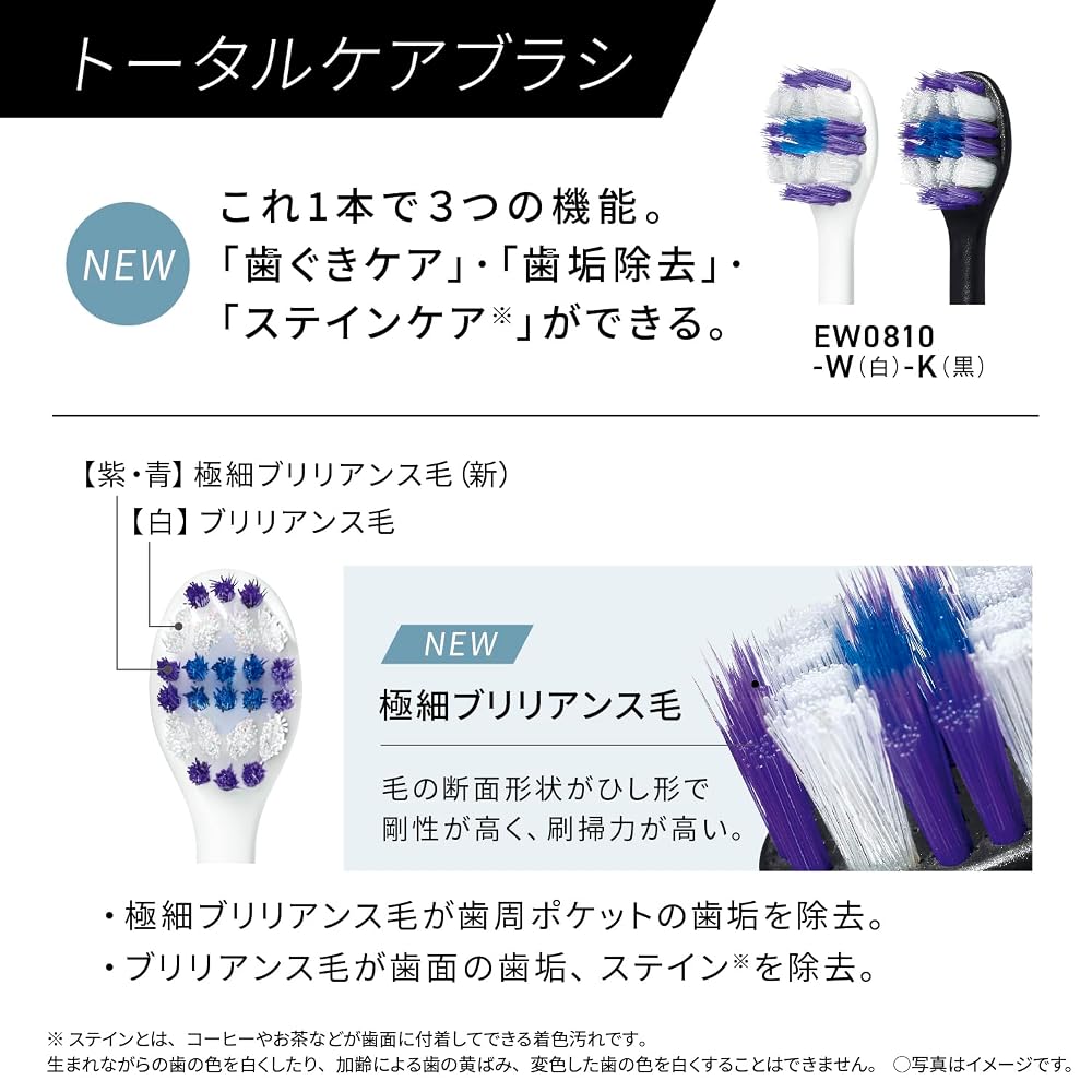 パナソニック 音波振動ハブラシ ドルツ EW-DT63-S シルバー 電動歯ブラシ W音波振動 Bluetooth ライトリング 画像6