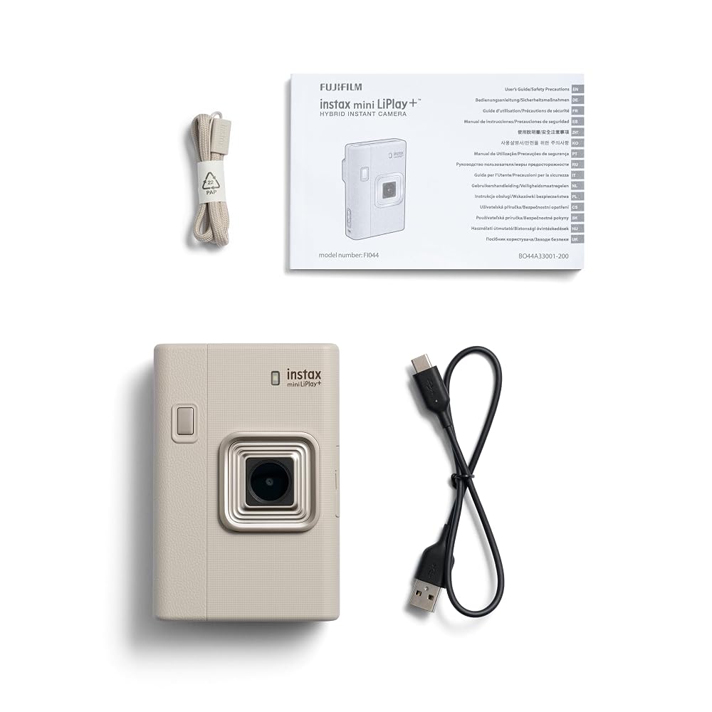 富士フイルム チェキ instax mini LiPlay+ サンドベージュ ハイブリッドインスタントカメラ セルフィーカメラ搭載