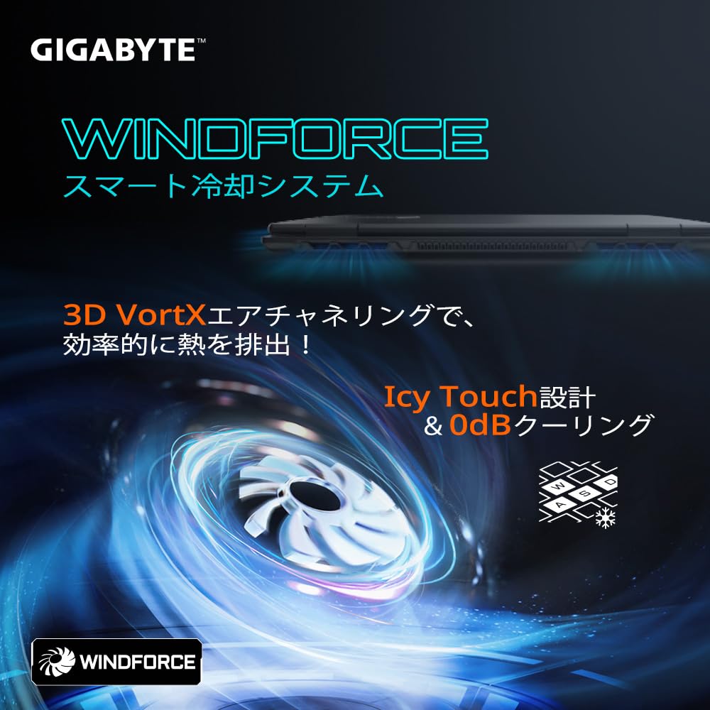 ギガバイト GIGABYTE GAMING A16 CMHI2JP894SP ブラックスチール ノートパソコン 16型 WUXGA 165Hz Core i7-13620H RTX 4050 16GB SSD1TB Win11 Pro 画像4