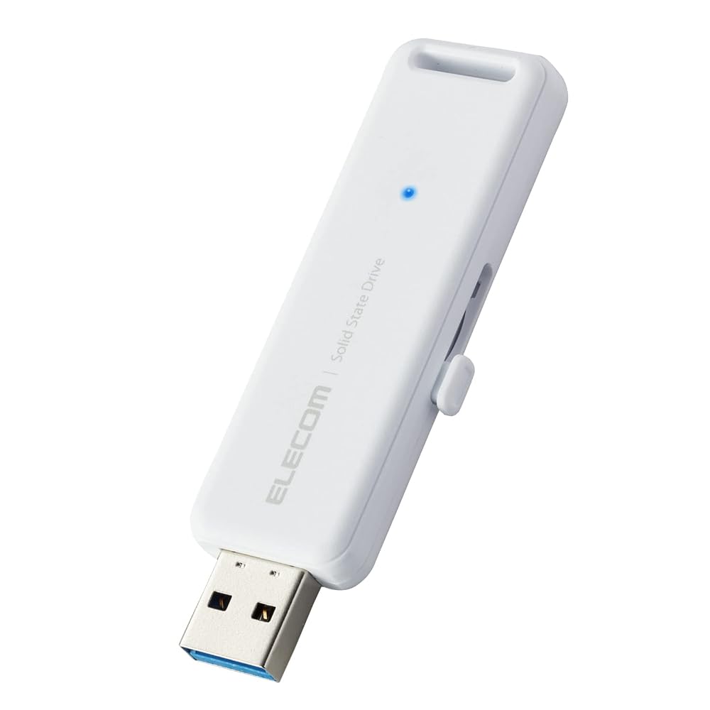 エレコム 外付けSSD 1TB ポータブル スライド式 USB3.2 Gen2 読込1000MB/s PS5/PS4 テレビ録画対応 ホワイト ESD-EMB1000GWH