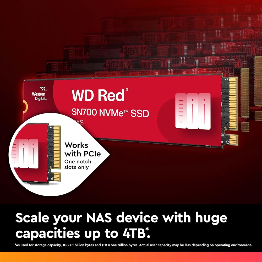 ウエスタンデジタル WD Red SN700 NVMe SSD 4TB M.2 2280 PCIe Gen3 x4 NAS向け 5100TBW WDS400T1R0C