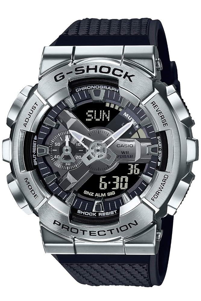 カシオ G-SHOCK ジーショック 腕時計 メンズ メタルカバード アナデジ 20気圧防水 ブラック×シルバー GM-110-1AJF