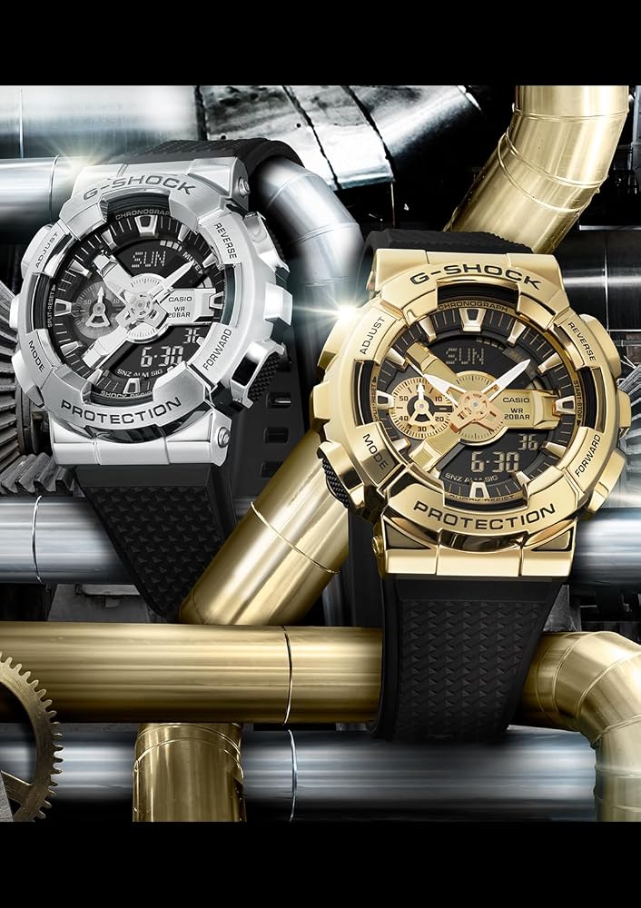 カシオ G-SHOCK ジーショック 腕時計 メンズ メタルカバード アナデジ 20気圧防水 ブラック×シルバー GM-110-1AJF 画像2