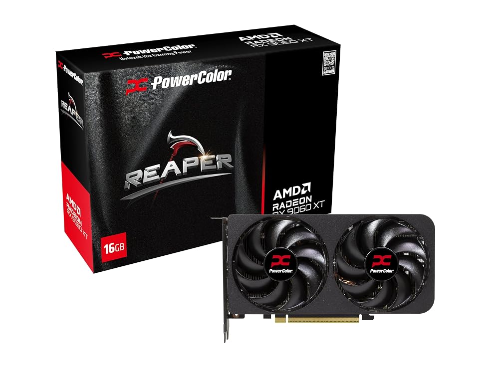 PowerColor Reaper Radeon RX 9060 XT 16GB GDDR6 RX9060XT 16G-A グラフィックボード PCIe 5.0 2連ファン 全長200mm
