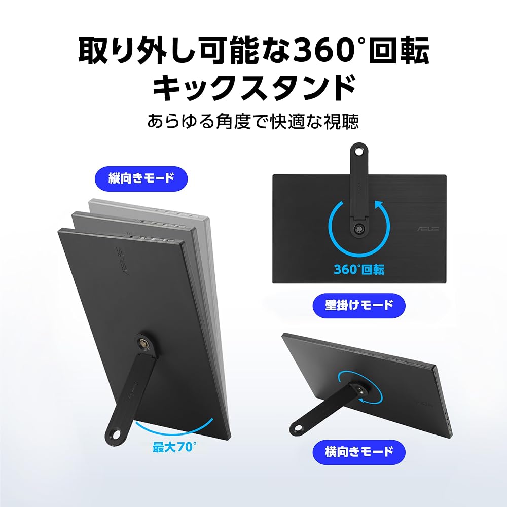 ASUS ZenScreen 15.6インチ モバイルモニター フルHD IPS ノングレア USB Type-C×2 Mini HDMI キックスタンド MB169CK-J