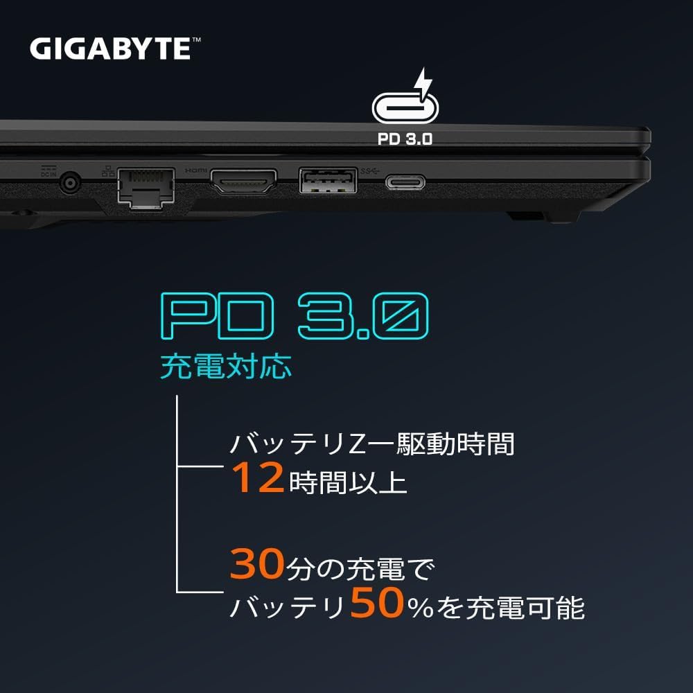 GIGABYTE ゲーミングノートPC GAMING A16 16インチ RTX 5060 Ryzen 7 260 16GB SSD512GB 165Hz 日本語キーボード 3VHK3JP893SH