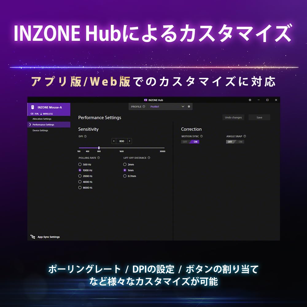 ソニー ゲーミングマウス INZONE Mouse-A ブラック ワイヤレス 軽量約48.4g 8000Hz 30000dpi MSE-G500