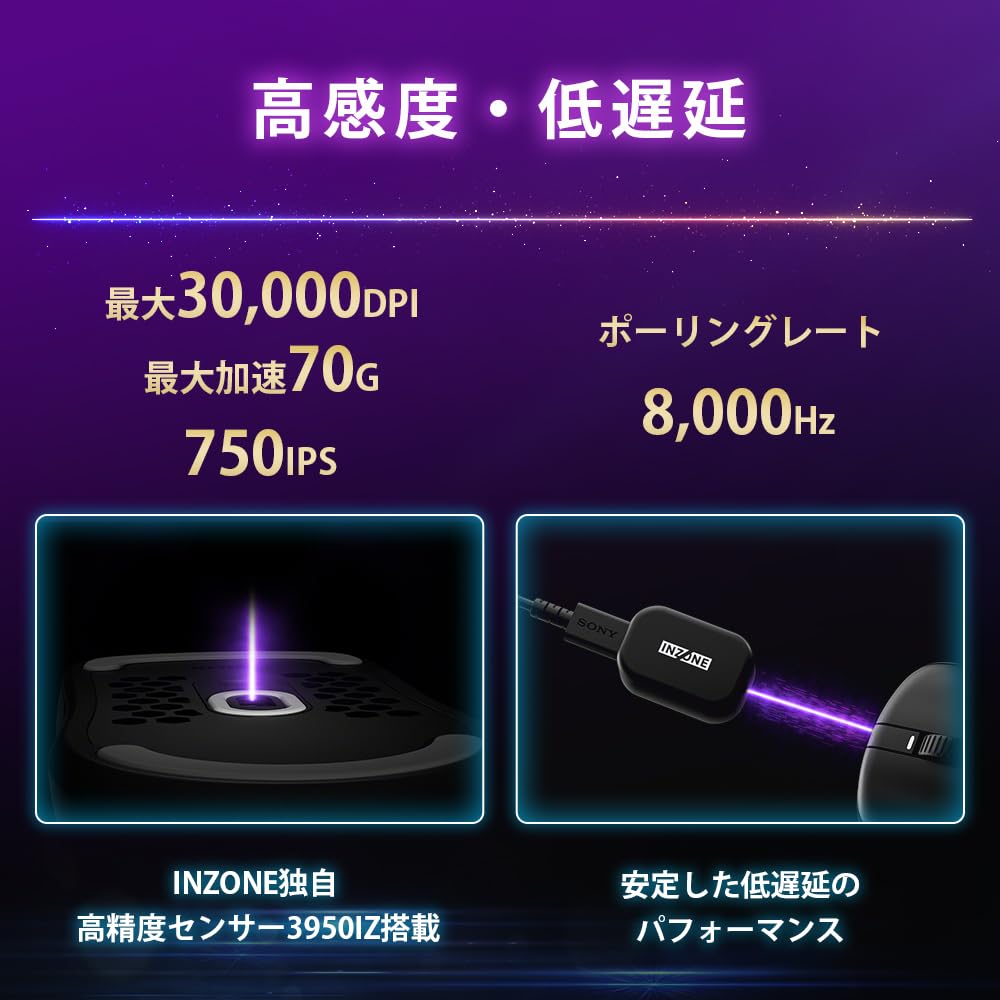 ソニー ゲーミングマウス INZONE Mouse-A ブラック ワイヤレス 軽量約48.4g 8000Hz 30000dpi MSE-G500