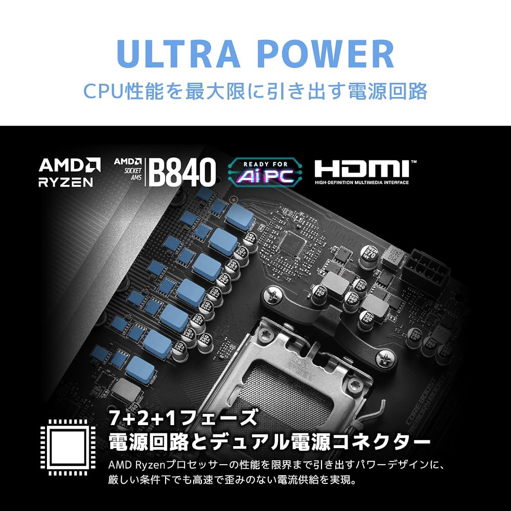 MSI マザーボード PRO B840-P WIFI ATX AMD B840 Socket AM5 DDR5 Wi-Fi 7 7E57-001R