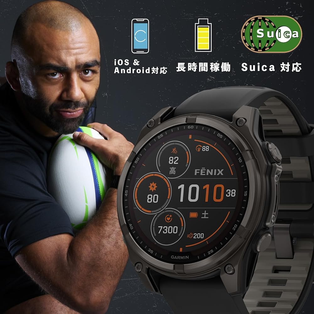ガーミン GARMIN スマートウォッチ fenix 8 AMOLED 47mm Sapphire Ti Carbon Gray DLC/Black 010-02904-27