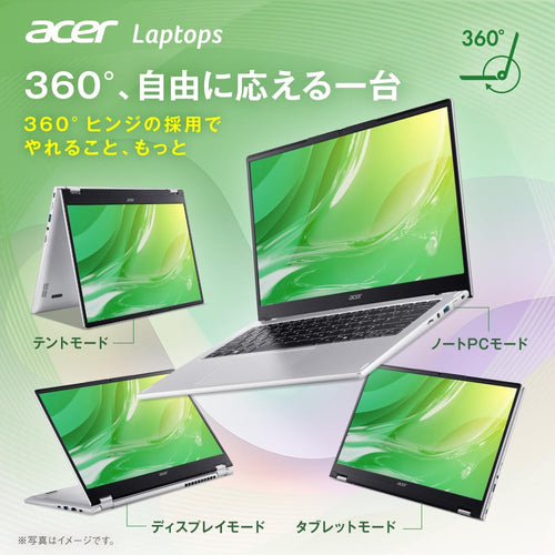 Acer 2in1ノートパソコン Aspire Spin 14 Core Ultra 5 16GB SSD512GB タッチ 360°ヒンジ ライトシルバー ASP14-51N-F56Y