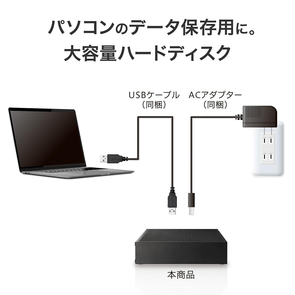 アイ・オー・データ 外付けHDD 24TB CMRドライブ USB 5Gbps 診断・データ抹消アプリ付 横置き縦置き HDCX-UT24P/E