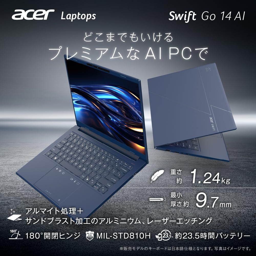 エイサー Acer ノートパソコン Swift Go 14 AI 14インチ OLED Core Ultra 7 258V メモリ32GB SSD1TB スチームブルー SFG14-75-A73Z