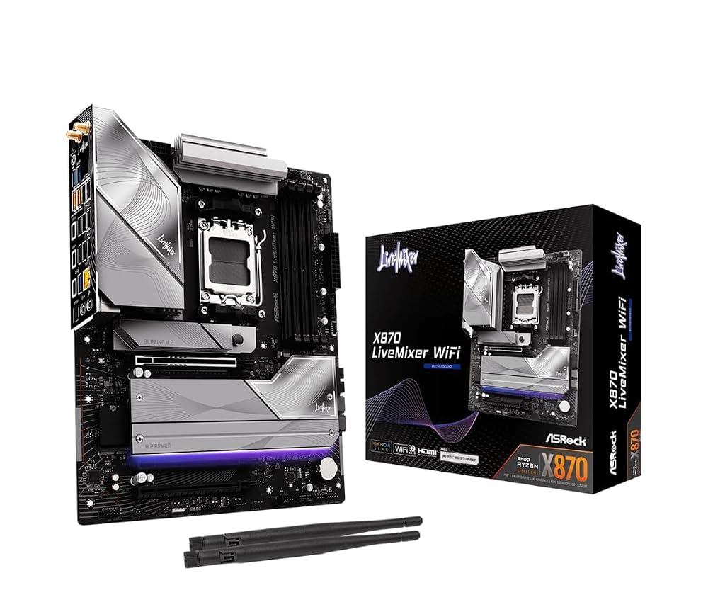 ASRock マザーボード X870 LiveMixer WiFi Socket AM5 AMD X870 DDR5 ATX Ryzen 9000/8000/7000対応