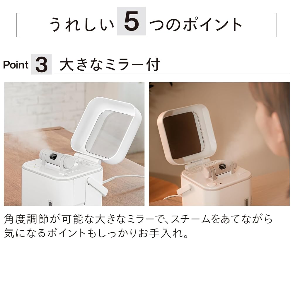 ツインバード フェイススチーマー 美顔器 ダブルスチーム イオンスチーム ミラー付 コンパクト ホワイト ESH-2787W