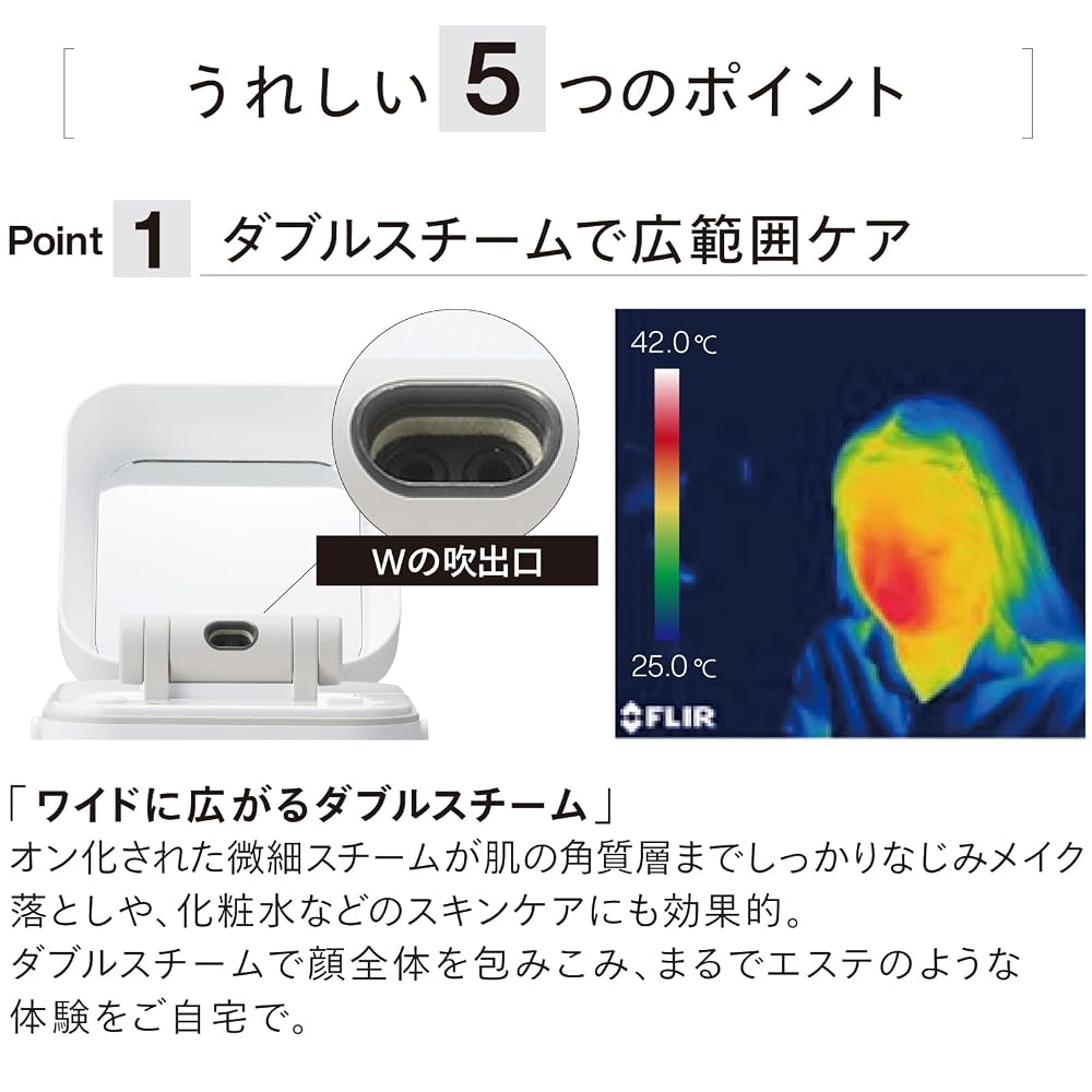 ツインバード フェイススチーマー 美顔器 ダブルスチーム イオンスチーム ミラー付 コンパクト ホワイト ESH-2787W