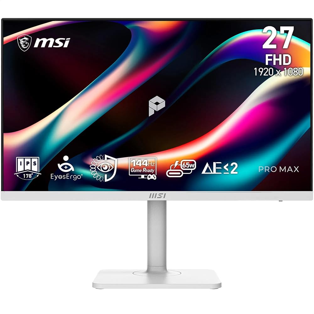 MSI ビジネスモニター PRO MAX 271PHW E14 27インチ フルHD IPS 144Hz USB-C 65W給電 KVM スピーカー搭載 ホワイト