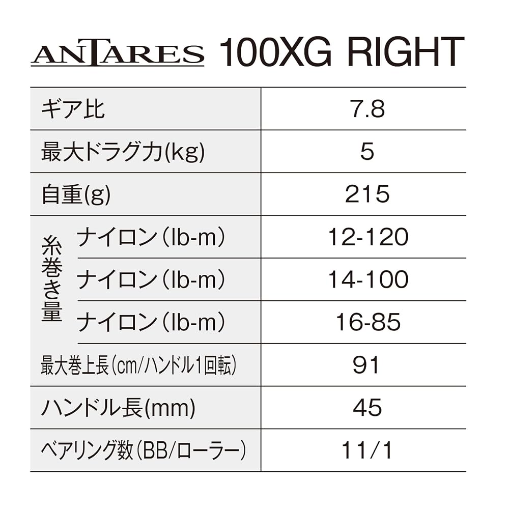 シマノ ベイトリール 25アンタレス 100XG 右ハンドル ギア比7.8 SHIMANO