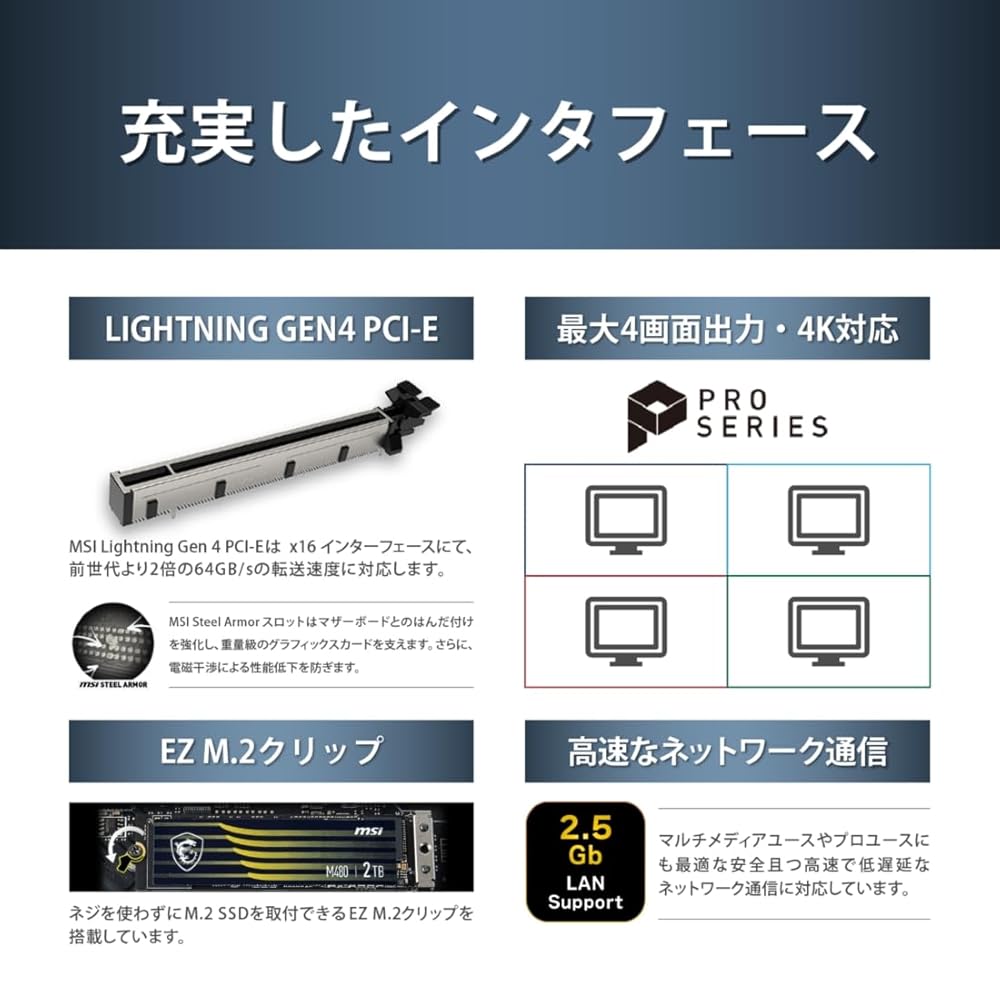 MSIマザーボード PRO B760M-A DDR4 II 第14/13/12世代Intel CPU(LGA1700) [B760 搭載] MB6318 画像6